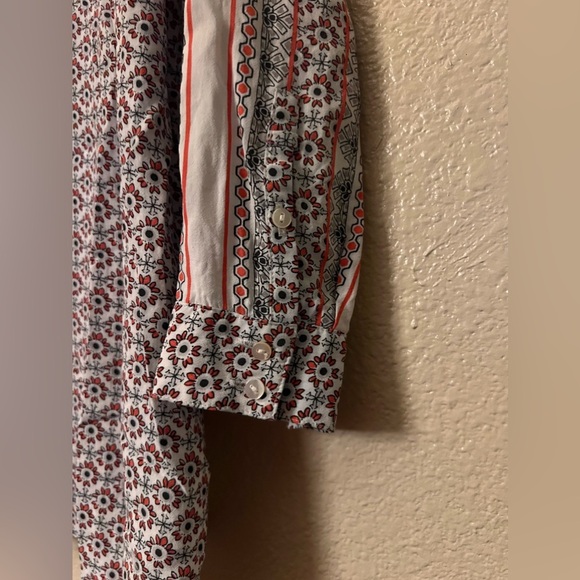 J. Jill 3/4 Sleeved V-Neck Floral Blouse L - Picture 8 of 9